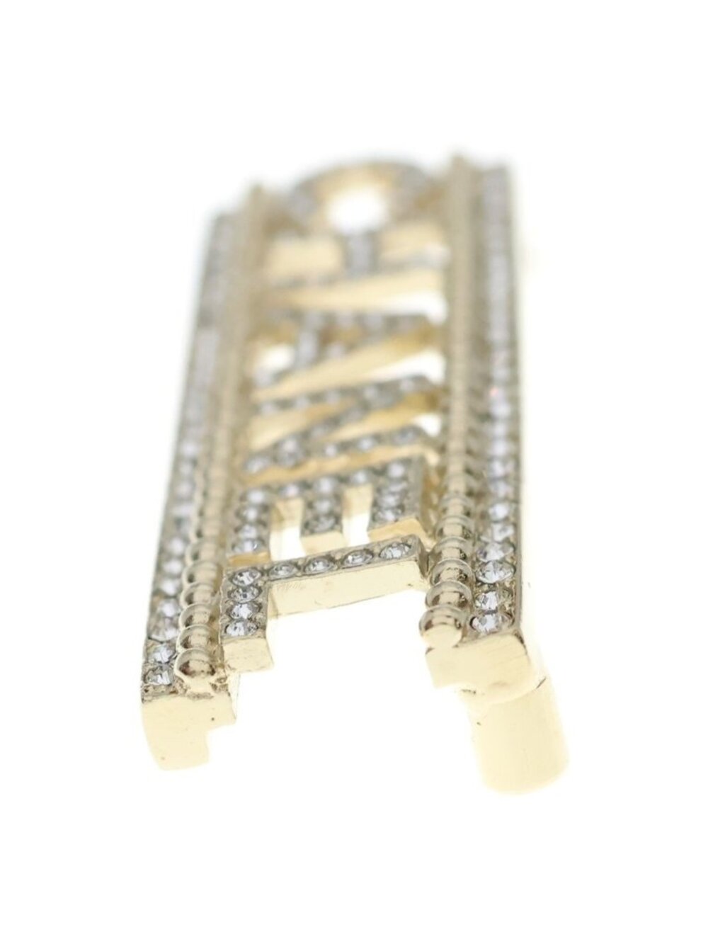 Chanel Logo Rhinestone Brooch Gold - Picture 3 of 6